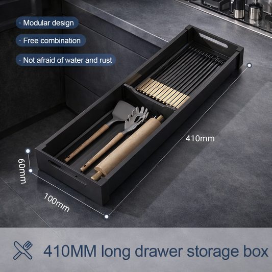 (Utensil Drawer Organizer, Kitchen Utensil Cutlery Tray, Expandable Drawer Storage, Retractable Under-Cabinet Dish Drying Rack Shelf)